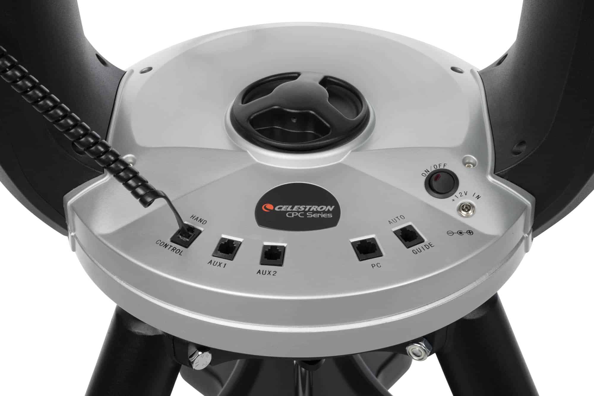 Base del telescopio Celestron CPC 800 XLT con controlli elettronici e logo