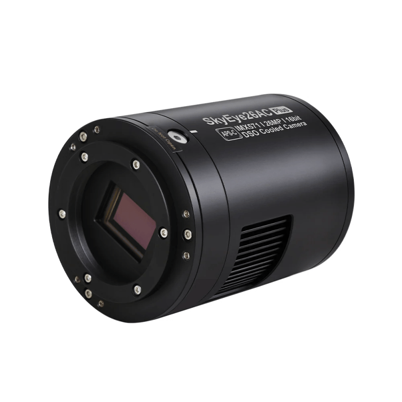 ToupTek SkyEye26AC Plus, camera astronomica a colori raffreddata APS-C con sensore Sony IMX571, vista frontale