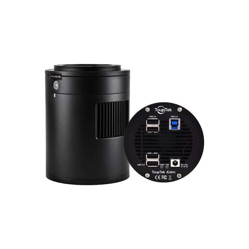 Retro della camera ToupTek SkyEye26AC Plus a colori con porte USB 3.0 e hub USB 2.0