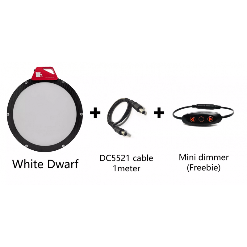 Pannello White Dwarf 150mm con cavo DC5521 e dimmer gratis