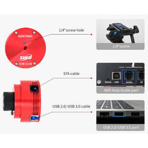 ZWO ASI676MM Mono connessioni USB 3.0
