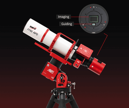 Fotocamera astronomica ZWO ASI 2600 MC DUO con sensore Sony ExMor IMX571, guida integrata e design APS-C 16 bit per astrofotografia.