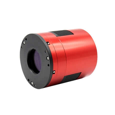 Fotocamera ZWO ASI 2600 MC PRO con sensore Sony APS-C a colori e raffreddamento Peltier, vista laterale