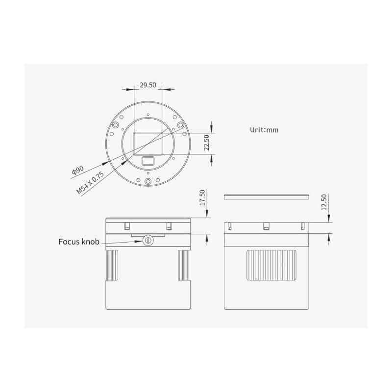 Schema dimensionale ZWO ASI 2600 MM DUO Mono APS-C