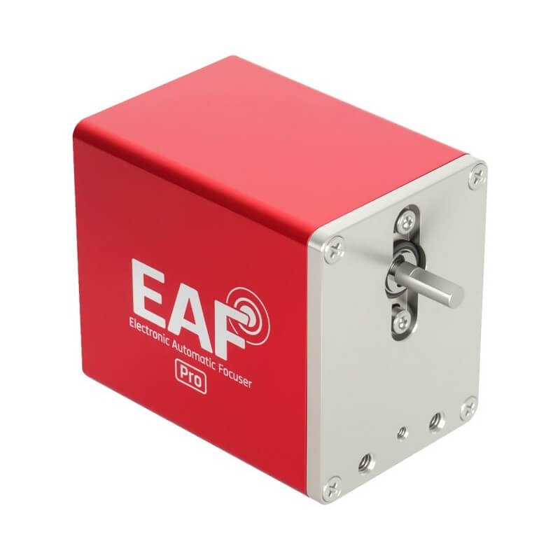 Focheggiatore elettronico ZWO EAF-Pro 5v rosso con USB-C e Bluetooth per astrofotografia.
