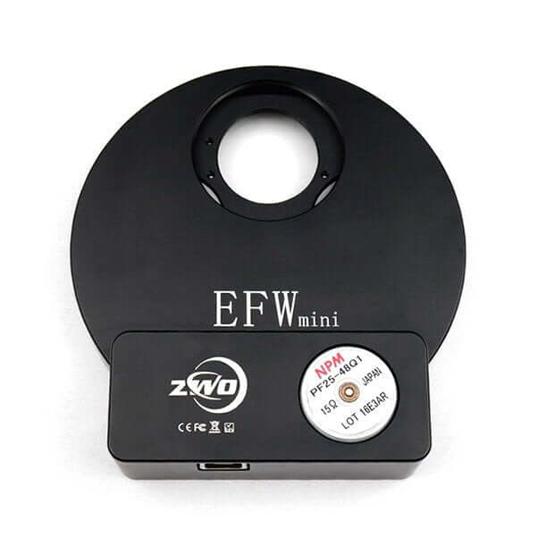 Ruota portafiltri ZWO EFW mini 5 posizioni per filtri 31mm, essenziale per fotografia astronomica a colori.
